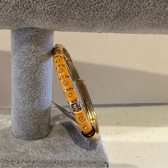 NWT Sequin by Nordstrom Clamper Bangle Bracelet-orange & gold tone & rhinestones - Picture 9 of 12